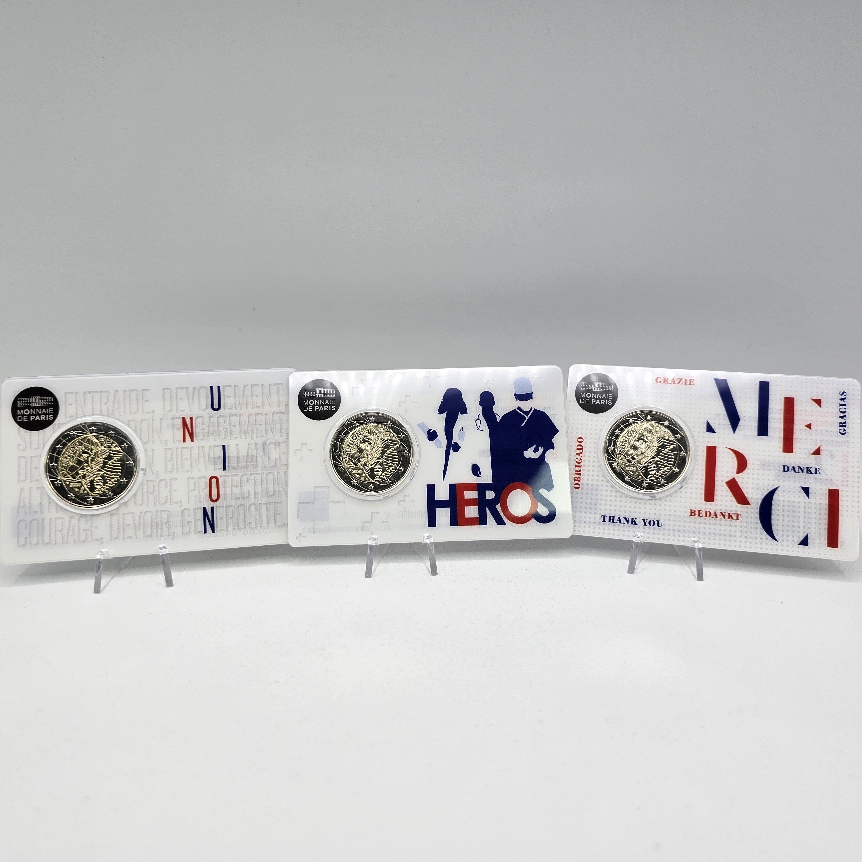 2020 Trio (x3) Investigação Médica - 2€ França Heros Coincard